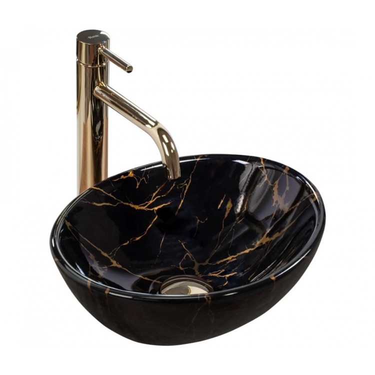 Накладной умывальник Rea Sofia Mini Black Marble Shiny Накладной умывальник Rea Sofia Mini Black Marble Shiny